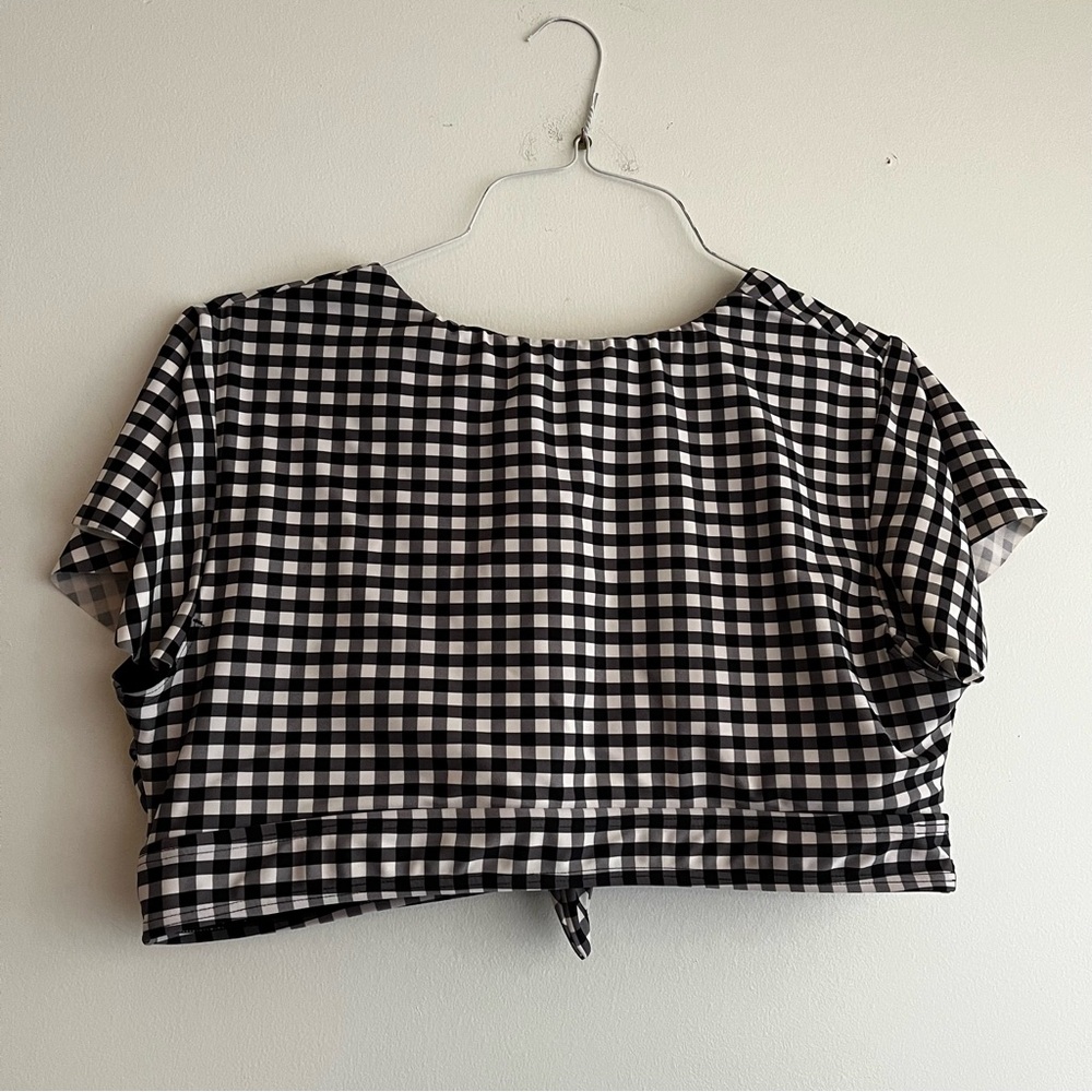 COCOSHIP Black and White Gingham bathing suit top 16 - Picture 2 of 4